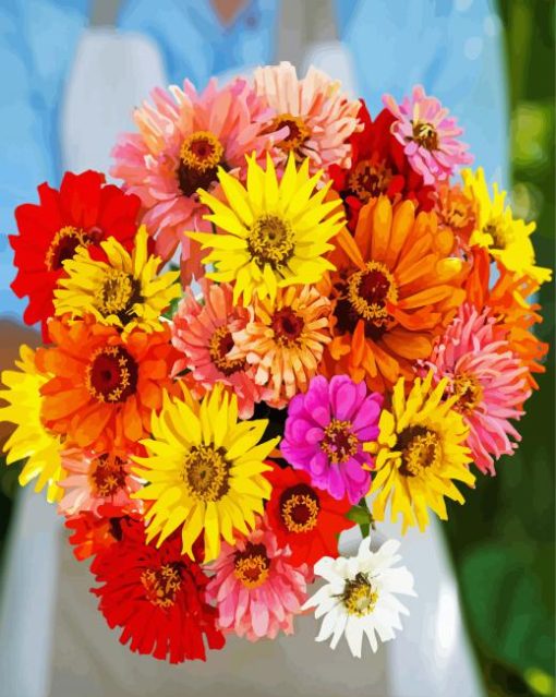 Colorful Mixed Daisies bouquet diamond paints