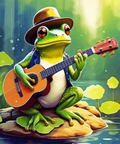 Cool Frog Playing Guitar Diamond Painting