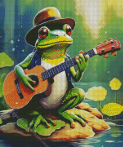 Cool Frog Playing Guitar Diamond Painting