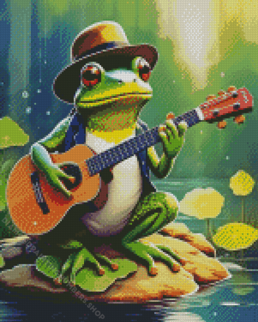 Cool Frog Playing Guitar Diamond Painting