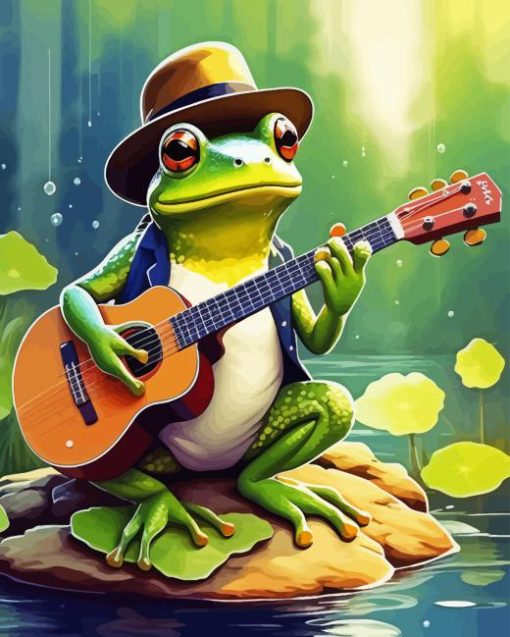 Cool Frog Playing Guitar Diamond Painting