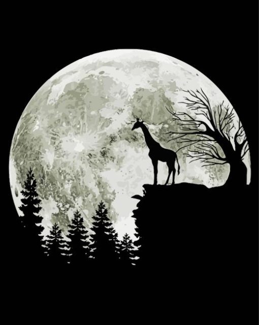 Giraffe moon silhouette Diamond By Numbers