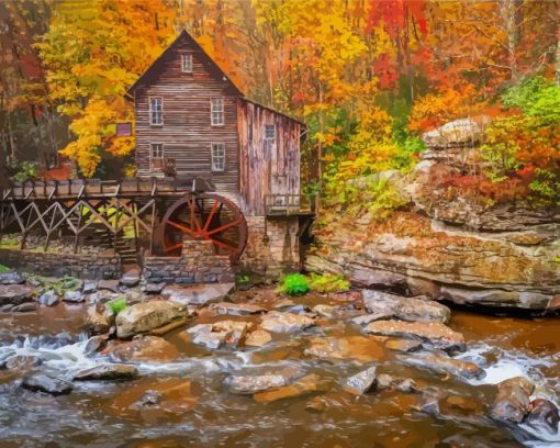 Glade Creek Grist Mill Diamond Painting