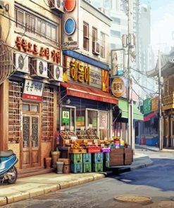 Korean Anime streets Diamond By Numbers