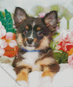 Mini Aussie Puppy With Flowers Diamond Dotz