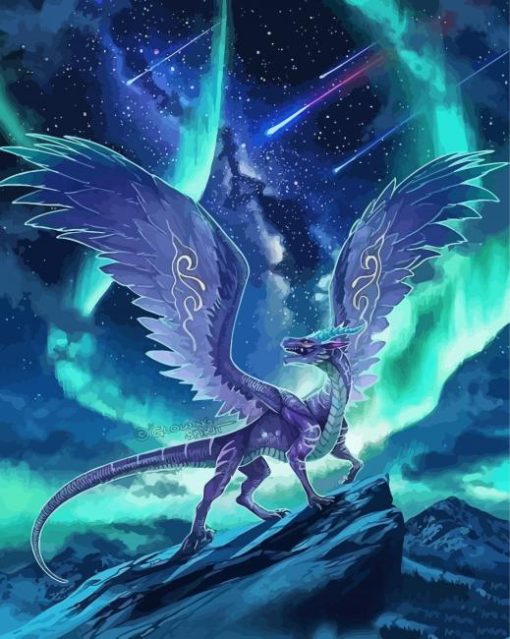 Mythical dragon with aurora lights diamond paints