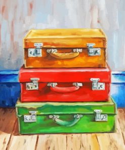 Old travel suitcases Diamond Paints