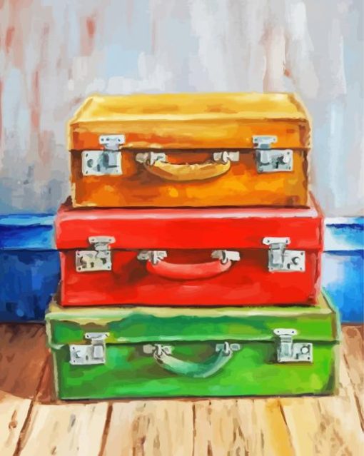 Old travel suitcases Diamond Paints