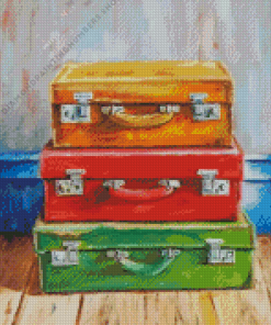 Old travel suitcases Diamond Paints