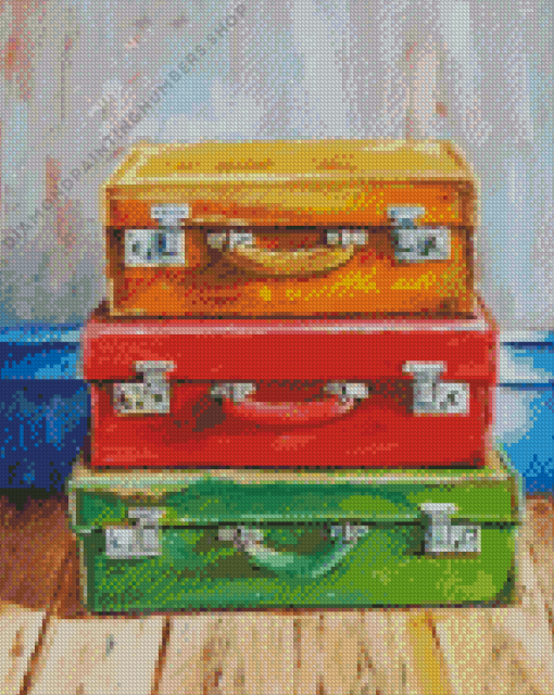 Old travel suitcases Diamond Paints