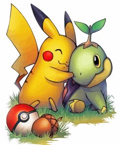 Pikachu And Turtwig Diamond Painting