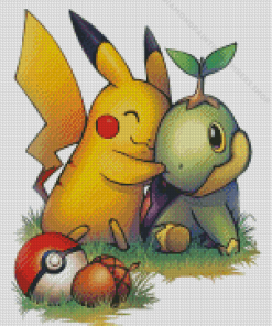 Pikachu And Turtwig Diamond Painting