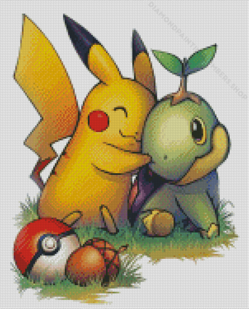 Pikachu And Turtwig Diamond Painting