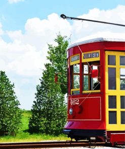 Red Tram New Orleans Diamond By Numbers