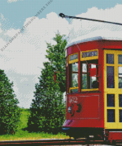 Red Tram New Orleans Diamond By Numbers