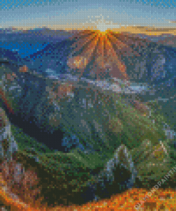 Sunrise over Pyrenees Mountains Diamond Painting