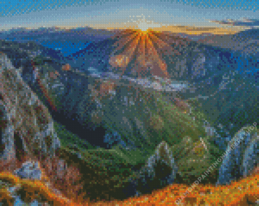 Sunrise over Pyrenees Mountains Diamond Painting