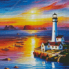 Sunset Beach Lighthouse Diamond Painting