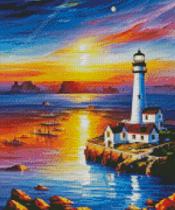 Sunset Beach Lighthouse Diamond Painting