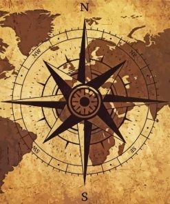 Vintage Map Compass rose Diamond Paints