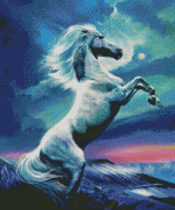 White Stallion Horse Diamond Painting