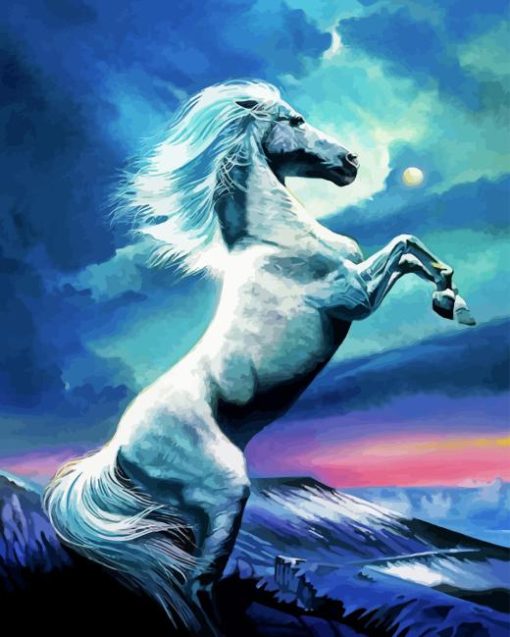 White Stallion Horse Diamond Painting