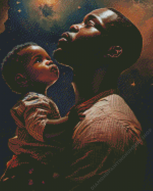 African Father And Child Art Diamond Painting