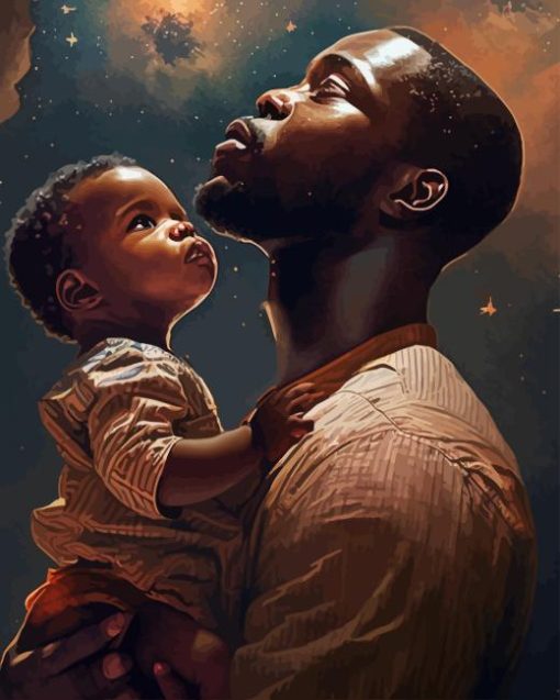 African Father And Child Art Diamond Painting