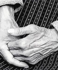 black and white Grandmas hands Diamond Paintings