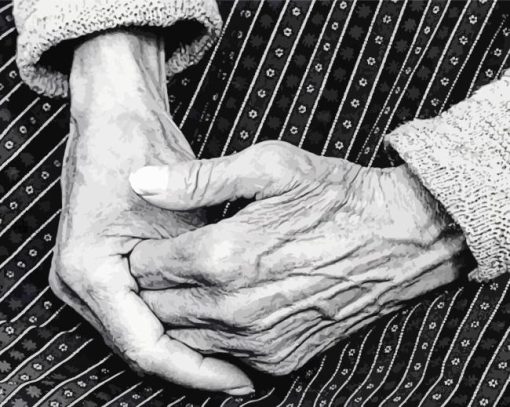 black and white Grandmas hands Diamond Paintings