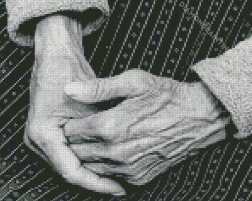 black and white Grandmas hands Diamond Paintings