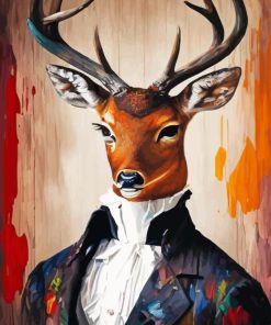 Classy Deer Wearing Clothes Diamond Painting