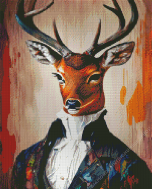 Classy Deer Wearing Clothes Diamond Painting