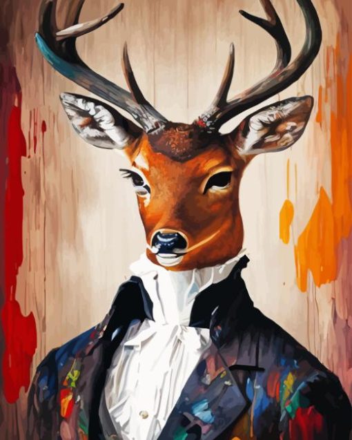 Classy Deer Wearing Clothes Diamond Painting