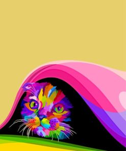 Colorful Hiding Cat Diamond Painting