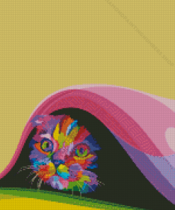 Colorful Hiding Cat Diamond Painting