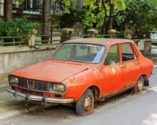 orange old rusty car diamond paints