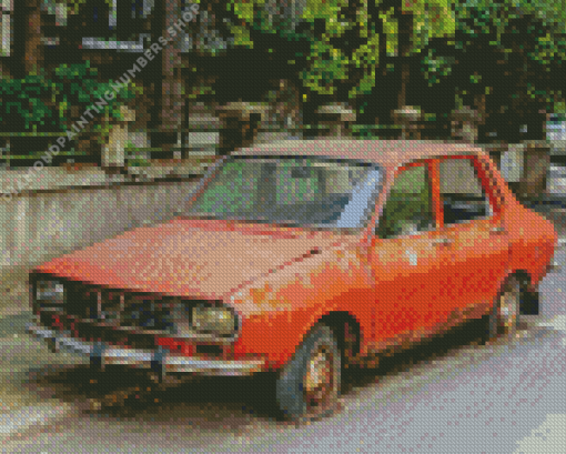 orange old rusty car diamond paints