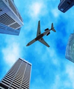 A plane and skyscrapers Diamond By Numbers