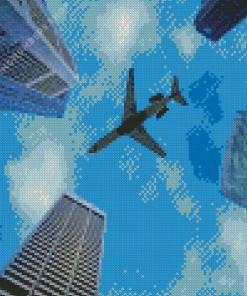 A plane and skyscrapers Diamond By Numbers