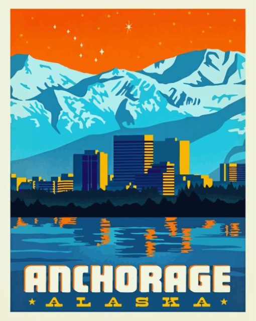 Anchorage Illustration Poster Diamond With Numbers