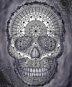 Black And White Mandala skull Diamond Paintings