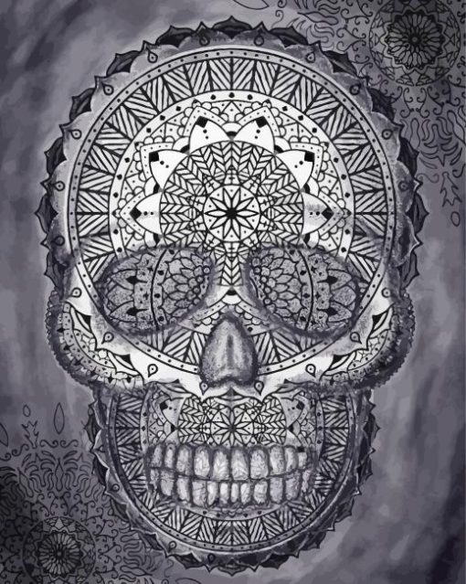 Black And White Mandala skull Diamond Paintings