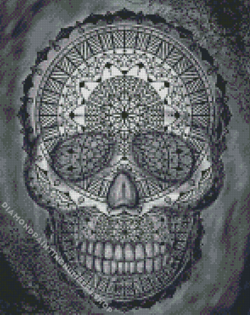 Black And White Mandala skull Diamond Paintings