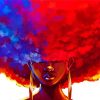 Blue Red Afro girl Diamond Paintings