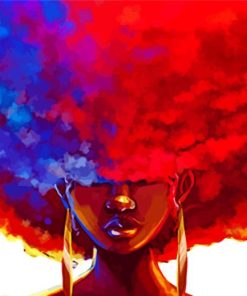 Blue Red Afro girl Diamond Paintings