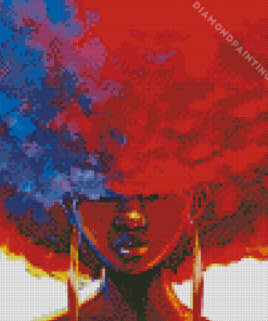 Blue Red Afro girl Diamond Paintings