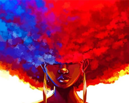 Blue Red Afro girl Diamond Paintings