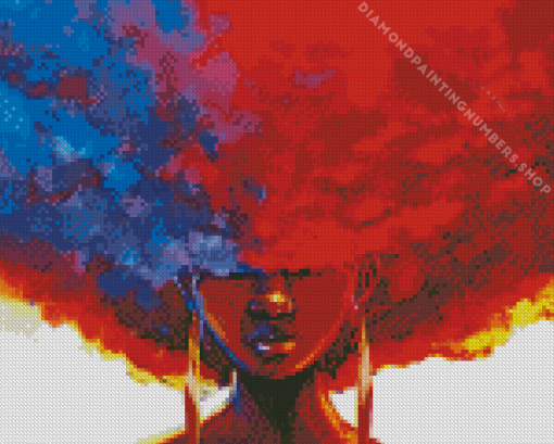 Blue Red Afro girl Diamond Paintings