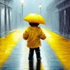 Child walking alone under rain Diamond Paintings